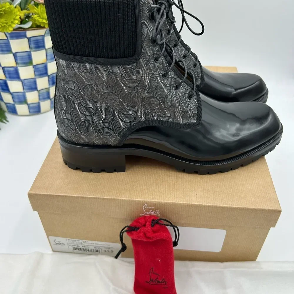 Men's Christian Louboutin Trapman leather boots size 43.5 made in Italy - Picture 9 of 10